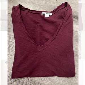 James Perse Casual V Neck Tee with Reverse Binding